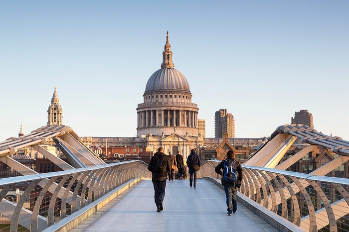 Millenium bridge and St Paul cathedral in London