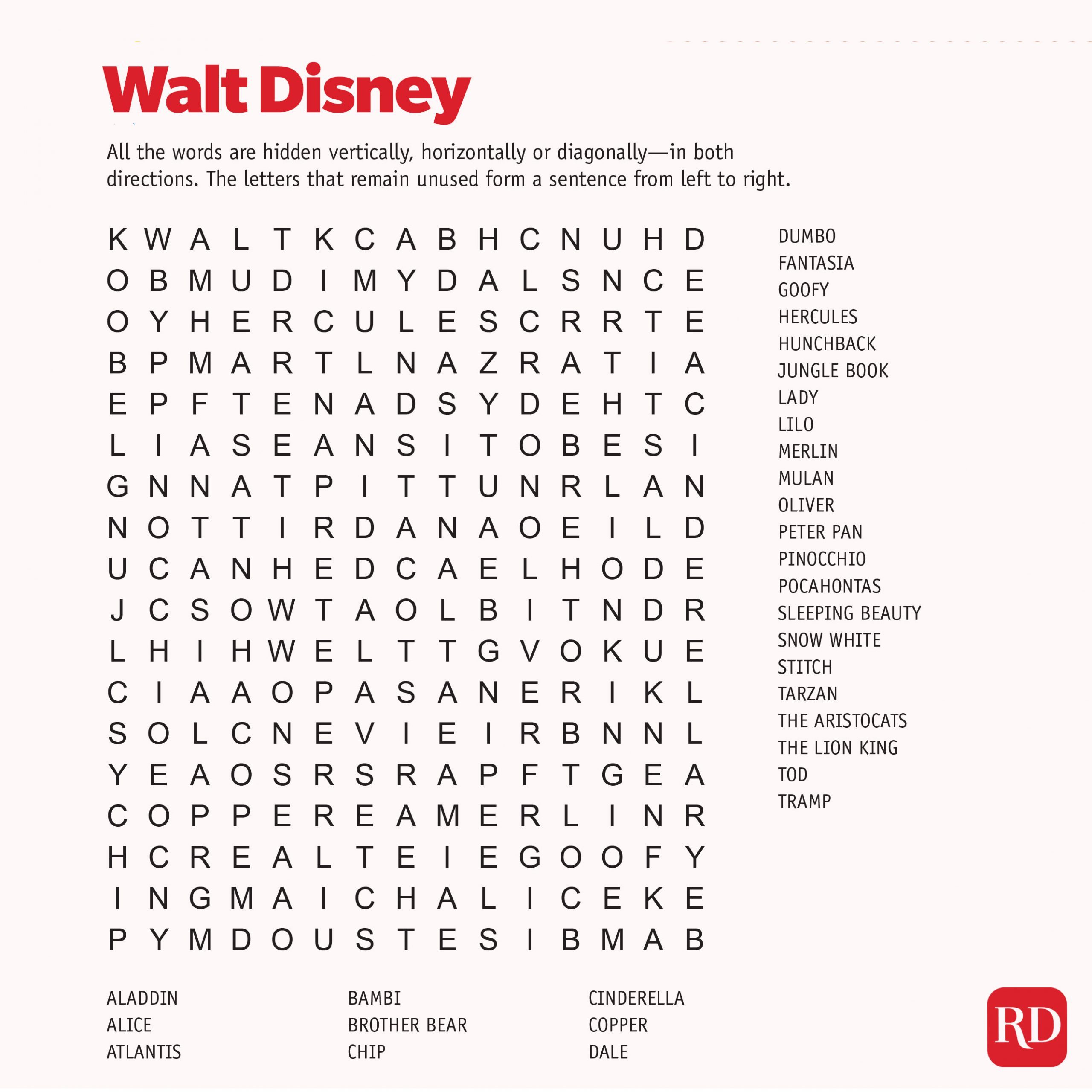 Waltdisney Word search