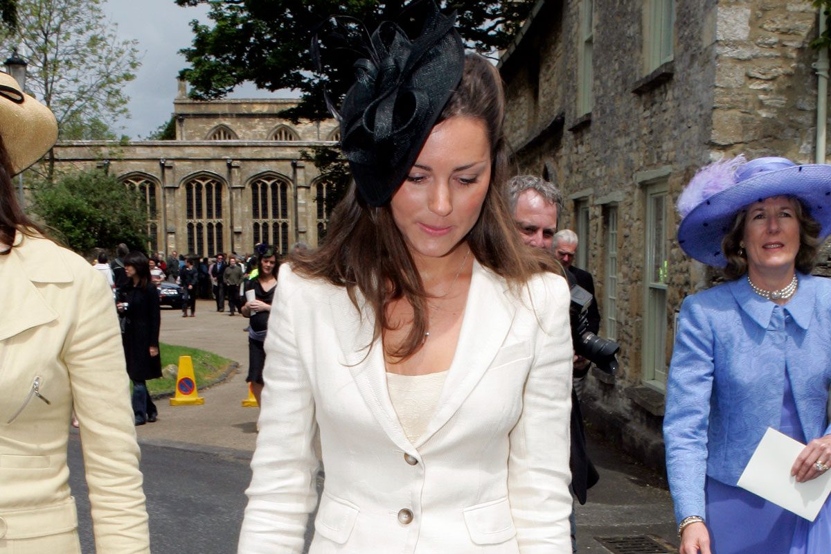Kate Middleton is seen at the June 2005 wedding of Hugh Van Cutsem and Rose Astor