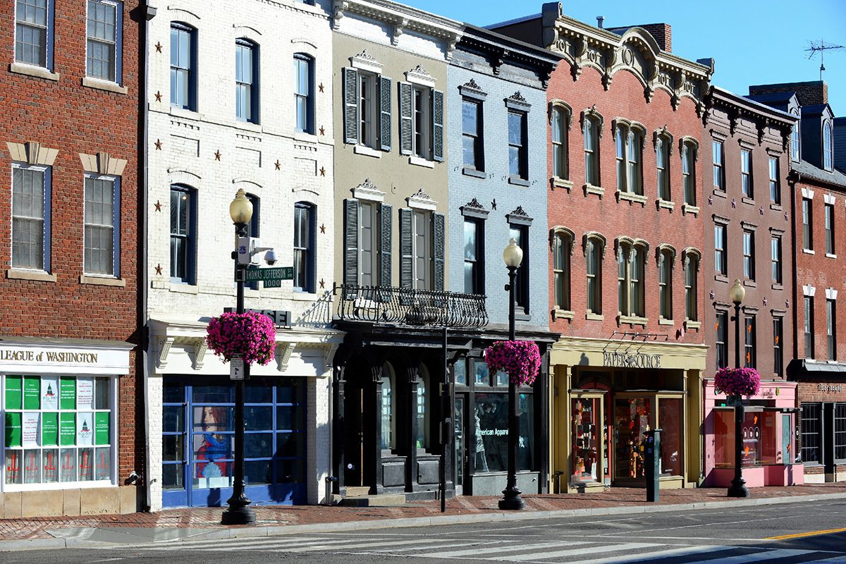 The M Street is a major shopping street in George Town district. Washington