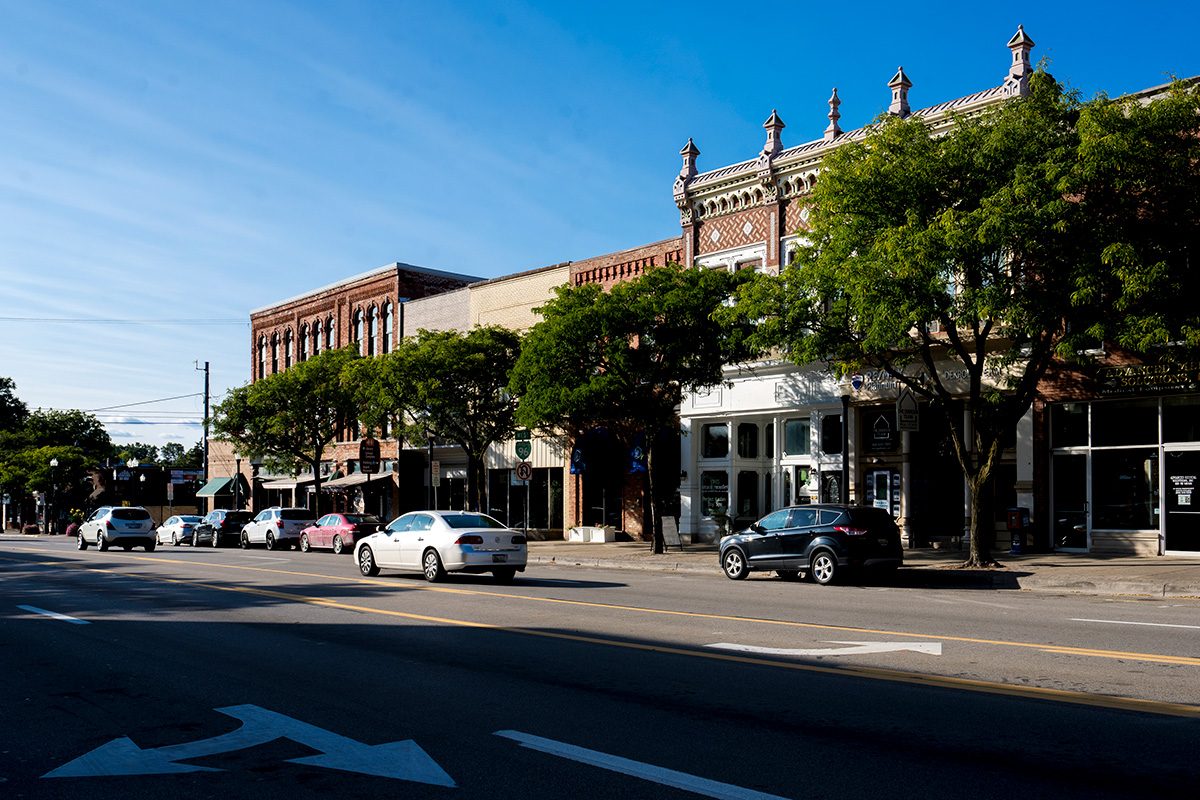 Retail businesses are pictured along Grand River Avenue in Howell Michigan 