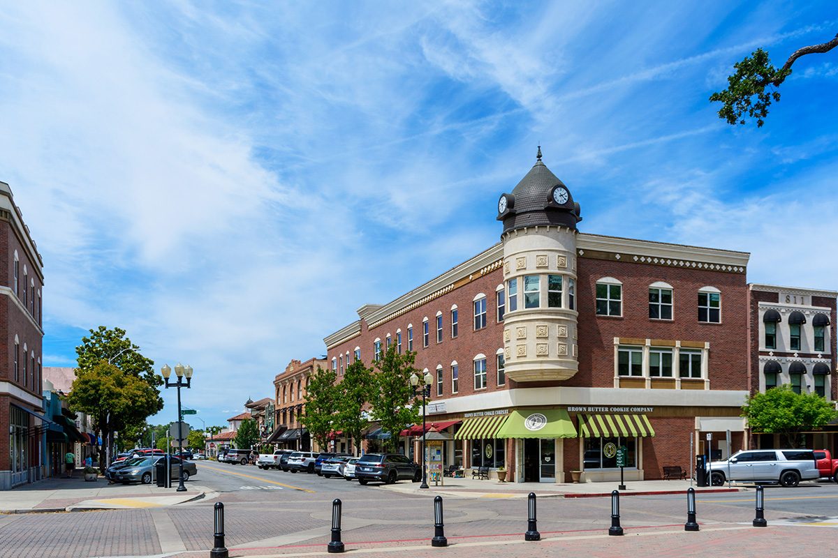 Scenic view of Downtown Paso Robles with historic Clock Tower Acorn Building. - Paso Robles, California